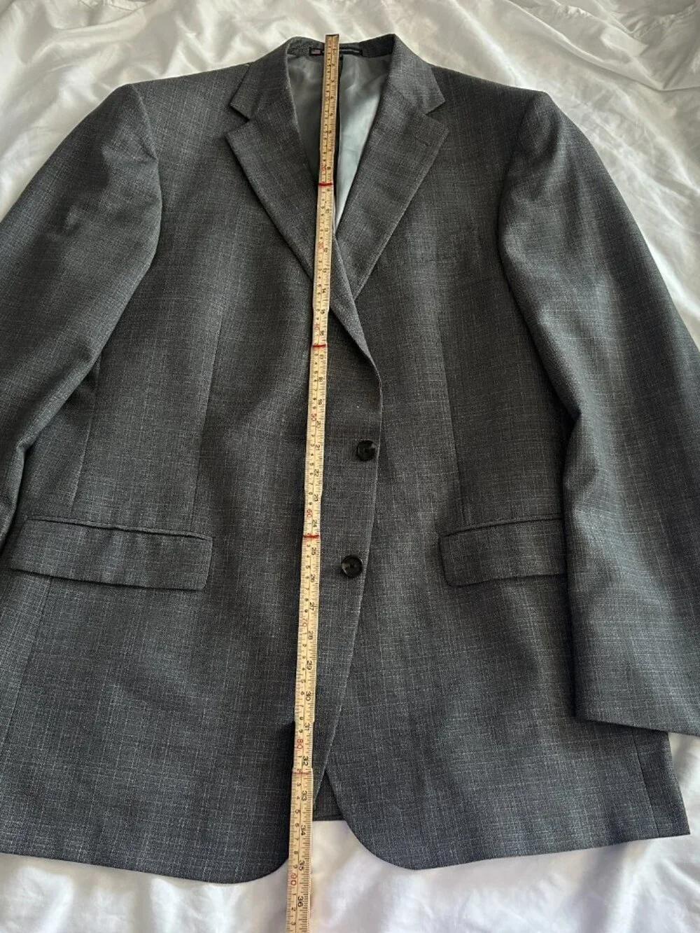 Vintage Hart Schaffner Marx Gray Micro Check 100% Wool Blazer Mens 46L USA - Picture 7 of 9